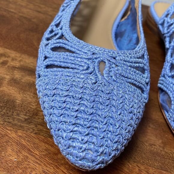 Talbots Light Blue Crochet Slingback Flats - Picture 6 of 10